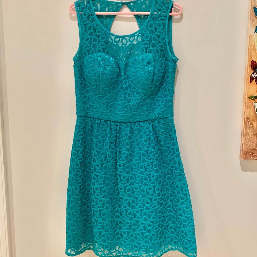 Turquoise lace dress